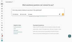 ChatWMS answering a warehouse operations question using live WMS data